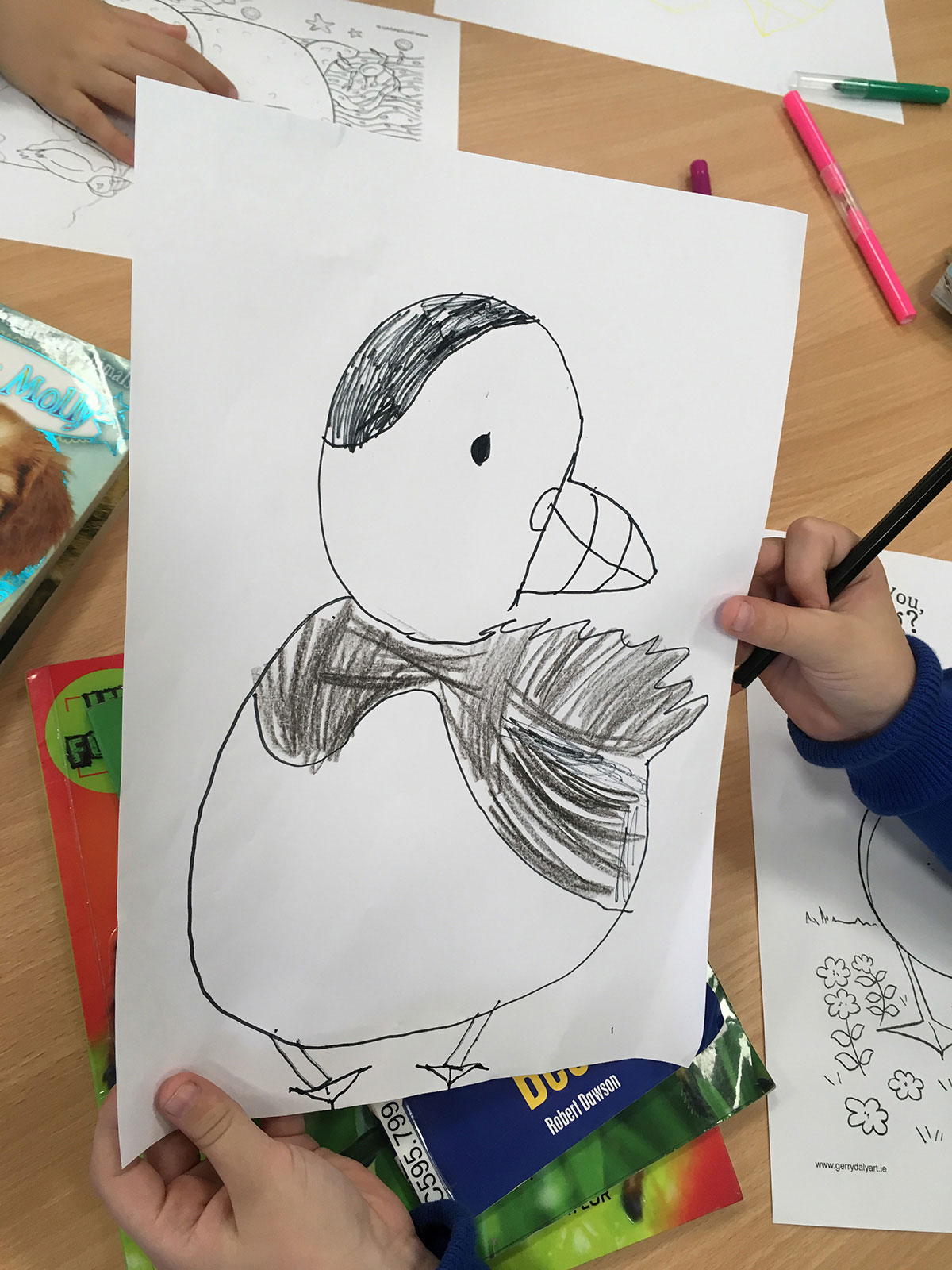 Child's drawing of a Puffin