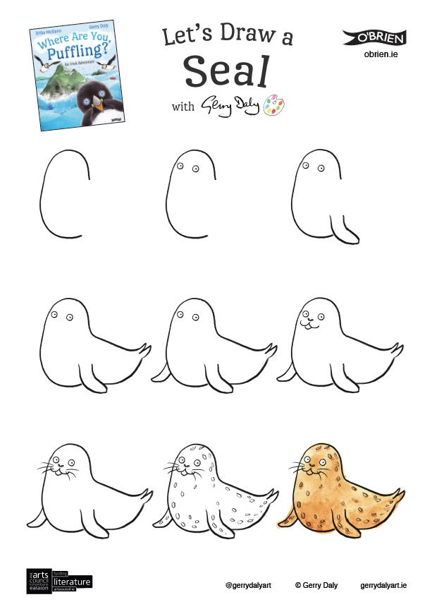 Where Are You Puffling? let's draw step by step PDF of a seal