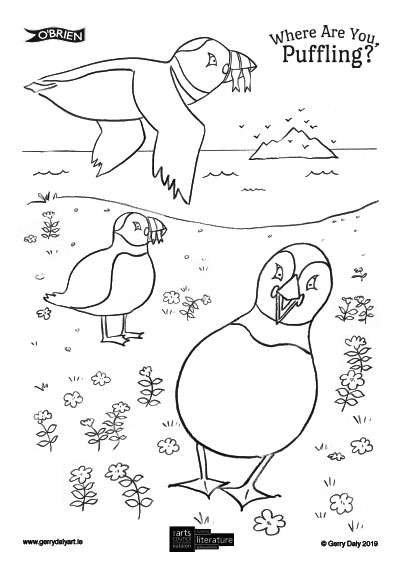 Where are you Puffling colouring in PDF of Puffins