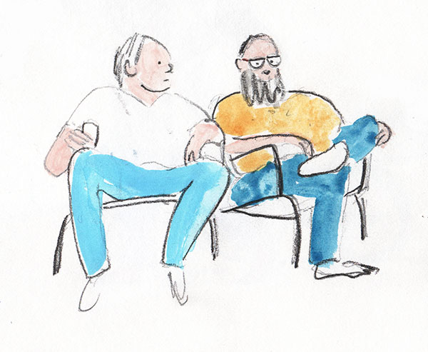 sketch of two men sitting