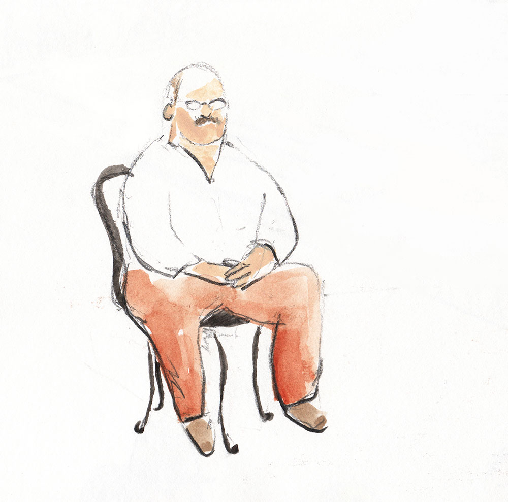 sketch of a man sitting down