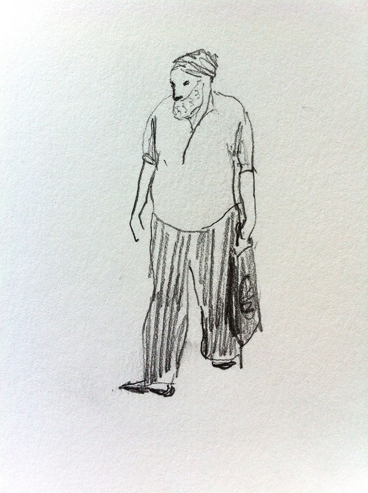 sketch of man with a beard