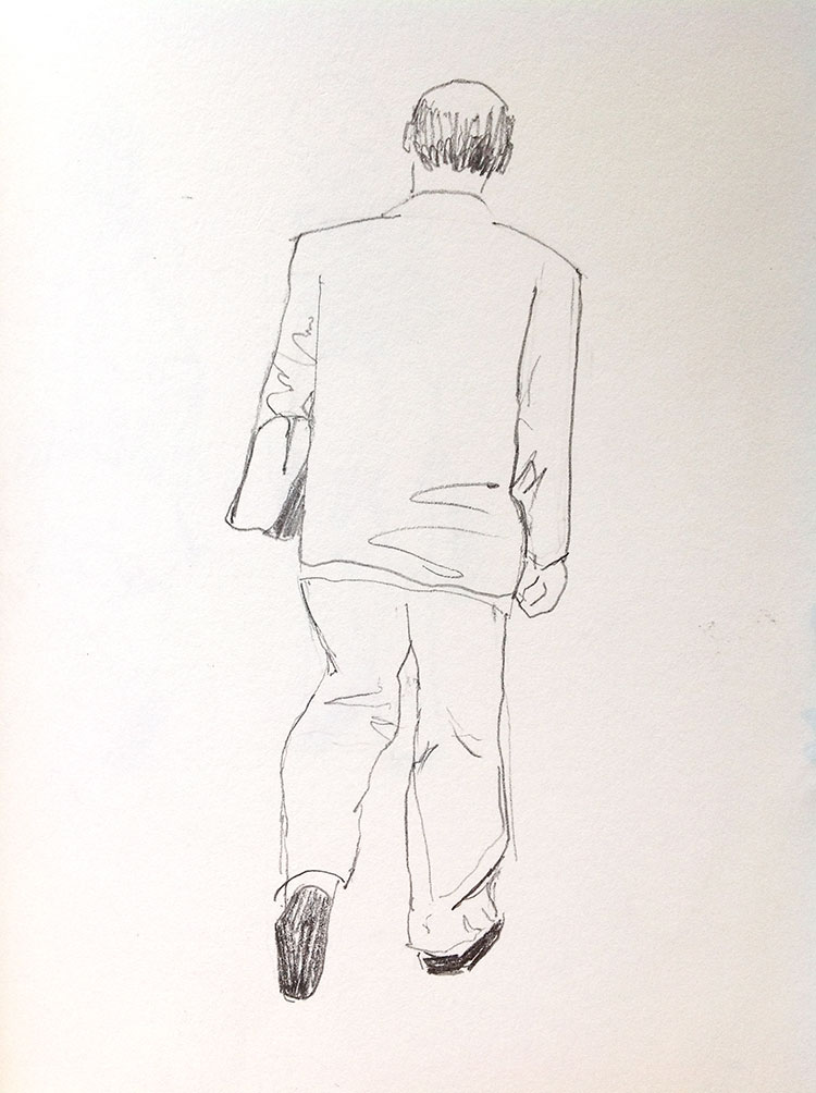 sketch of a man with a briefcase