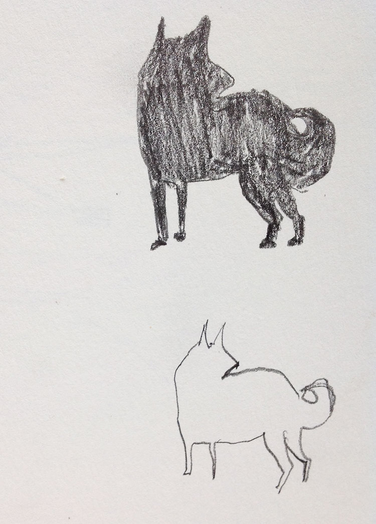 sketch of two dogs