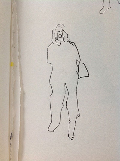 sketch of someone taking a photo