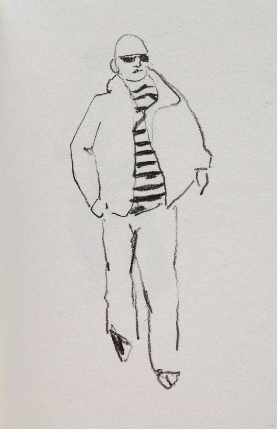 sketch of man with sunglasses