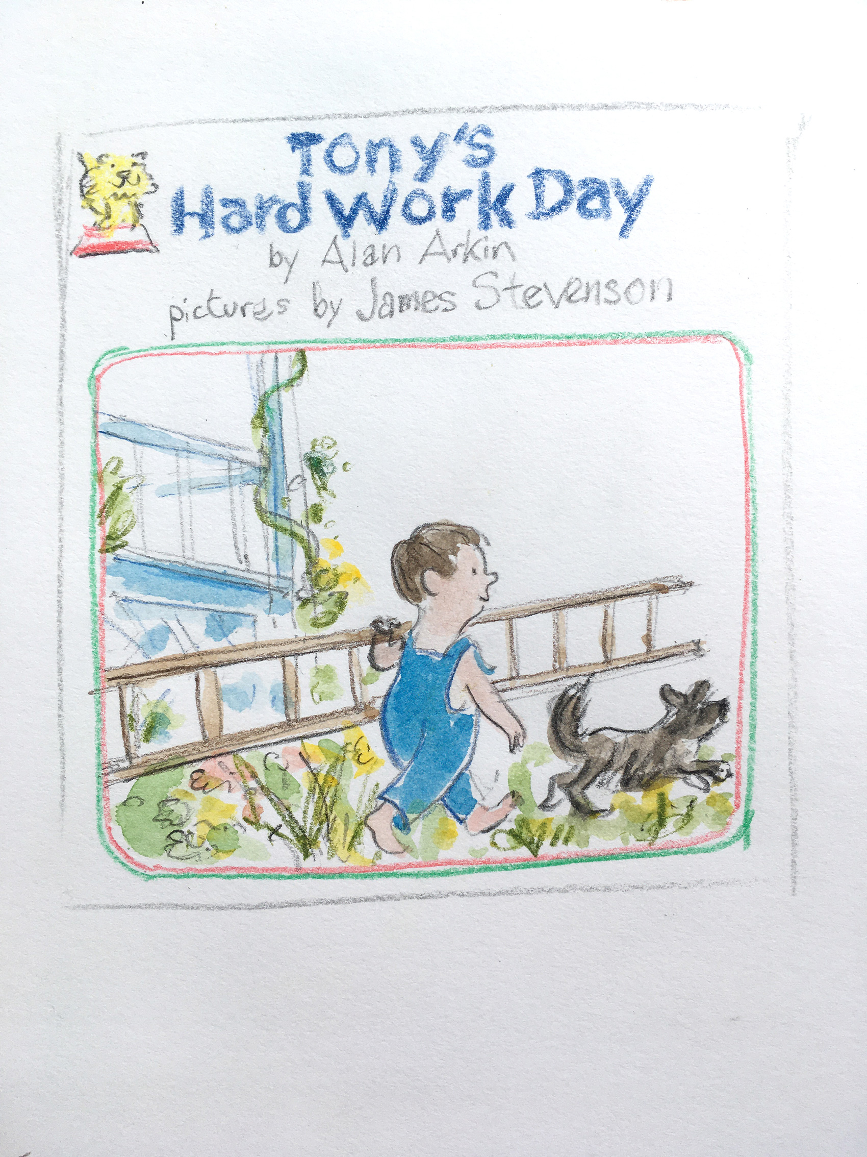 sketch of the cover of picture book Tony's Hard Work Day by Alan Arkin