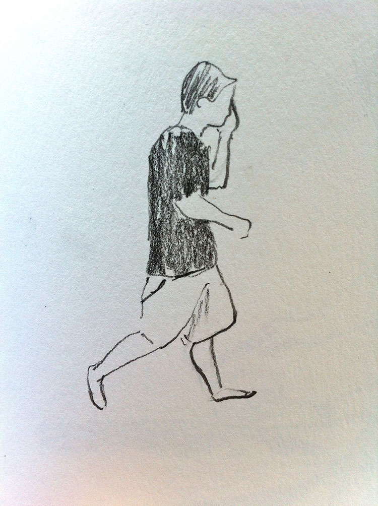 sketch of man walking