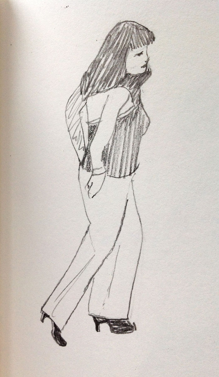 sketch of a woman in heels